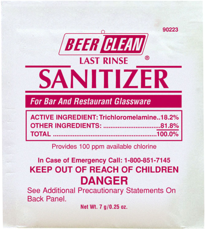 BEER GLASS SANITIZER, LOW SUDS, .5 OZ, 100/CS