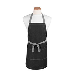 BIB APRON, DENIM, 26&quot;W X 31&quot; L,W/3 POCKETS,BLACK