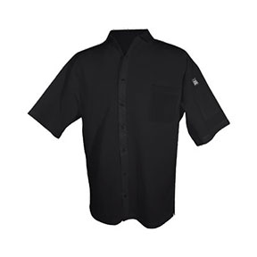 COOK SHIRT, SHORT SLEEVE, SNAPS, BLACK, XL