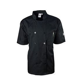 CHEFS JACKET, SHORT SLEEVE,W/CHEST POCKET, BLACK