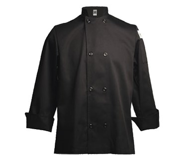 CHEFS COAT, POLY/COTTON, BLACK, SIZE X-LARGE