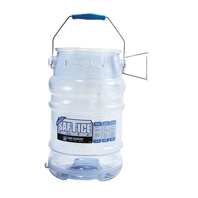 SAF-T-ICE TOTE, 6 GALLON, POLYCARBONATE, RUBBER HANDLE,