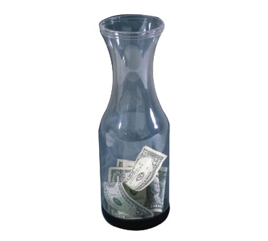 TIP JAR, CLEAR, PLASTIC, REMOVABLE BOTTOM