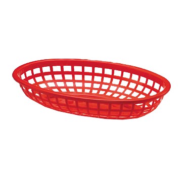 BASKET, CLASSIC OVAL, 9 3/8&quot; X  6&quot; X 1 7/8&quot;, RED, 3DZ/ CASE