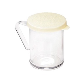 DREDGE/SHAKER, 10 OZ FOR SALT &amp; PEPPER, BEIGE LID