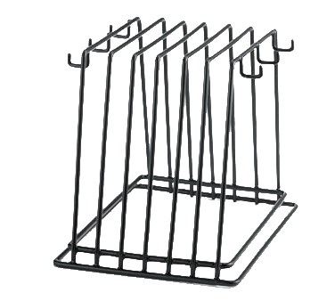 CUTTING BOARD STORAGE RACK, (6) SLOTS &amp; HOOKS, BLACK VINYL