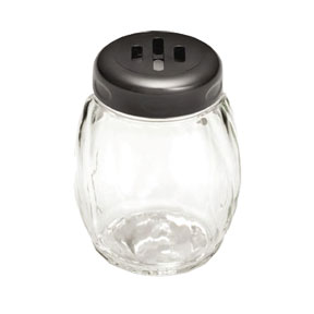 SHAKER, 6 OZ., SWIRL, BLACK PERFORATED, PLASTIC TOP, BPA