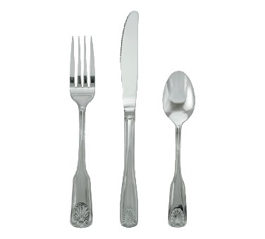 SHELL, DINNER FORK, 7-5/8&quot;,  18/0 STAINLESS STEEL, EXTRA 