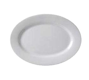 PLATTER, 9-3/4&quot;, OVAL, WIDE RIM, ARGYLE,BRIGHT WHITE,