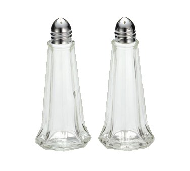 1 oz Glass Salt/Pepper Shakers W/ Chrome Plated Tops 